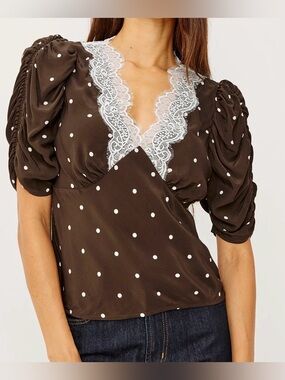 Rails Lazara Lace V-Neck Short-Sleeve Top